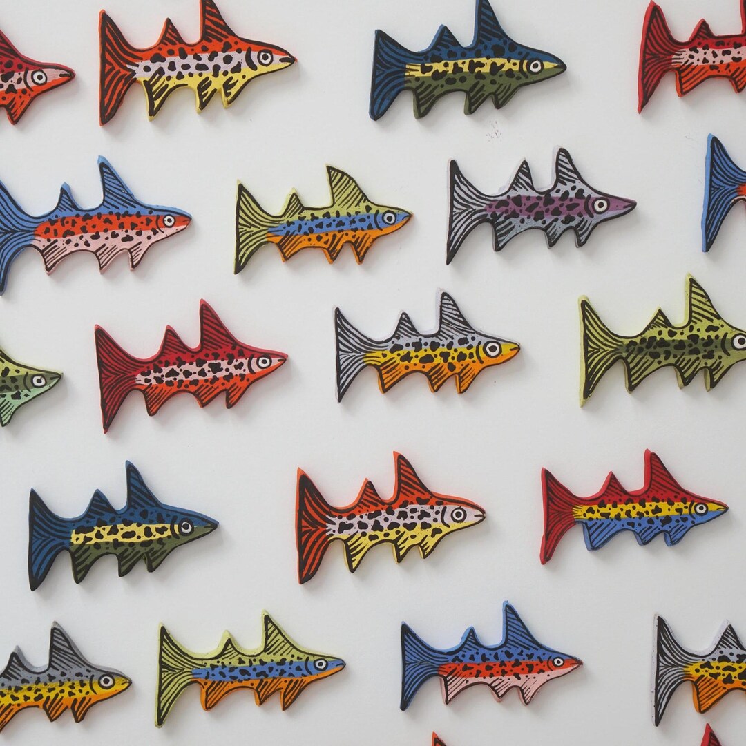 Ceramic Rainbow Trout Fish Magnets for Fridge- Handmade Clay Magnets ...