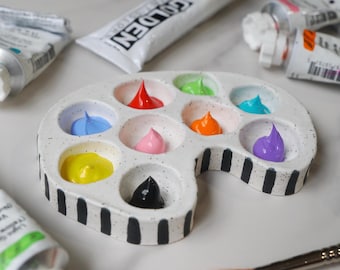 Handmade Ceramic Paint Palette for Acrylic Paint and Watercolors- Unique Gift for Artists and Art Teachers