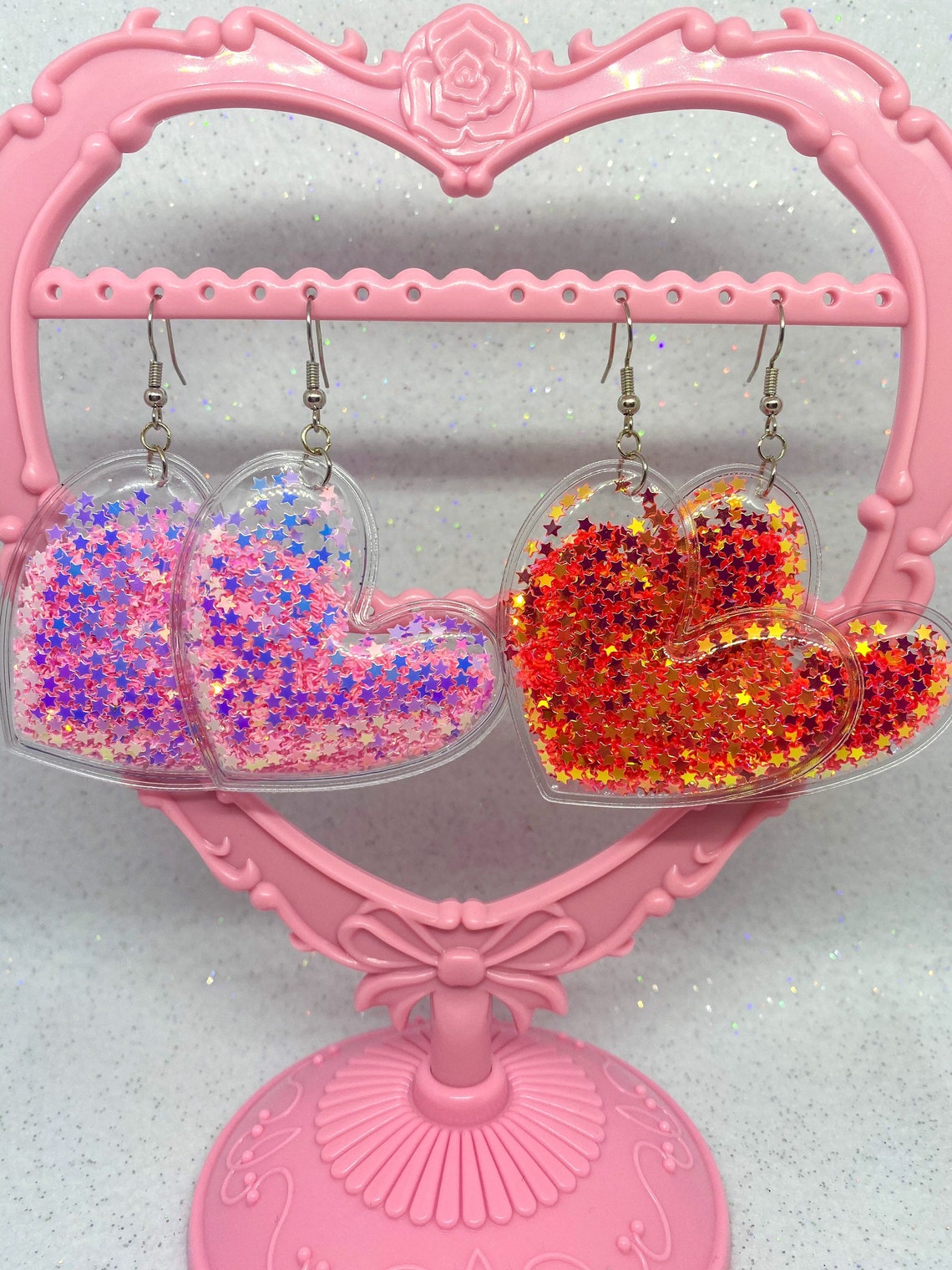 Glitter Star/heart Shaker Earrings Etsy