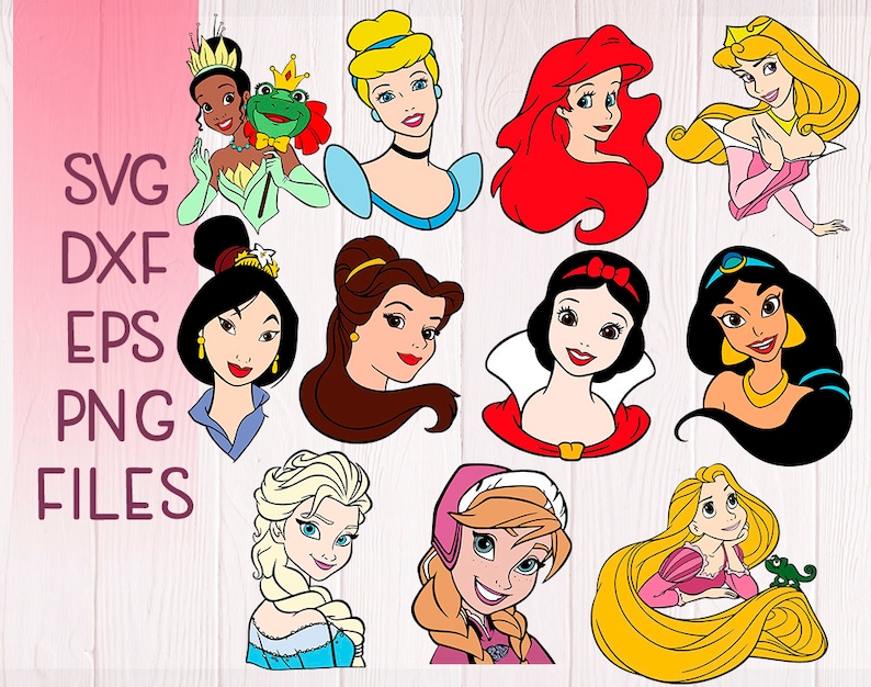 Download Disney princess SVG Bundle Eps Dxf Png files Disney | Etsy