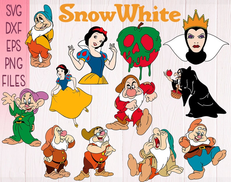 Download Snow white SVG Bundle Eps Dxf Png files Seven dwarfs SVG ...