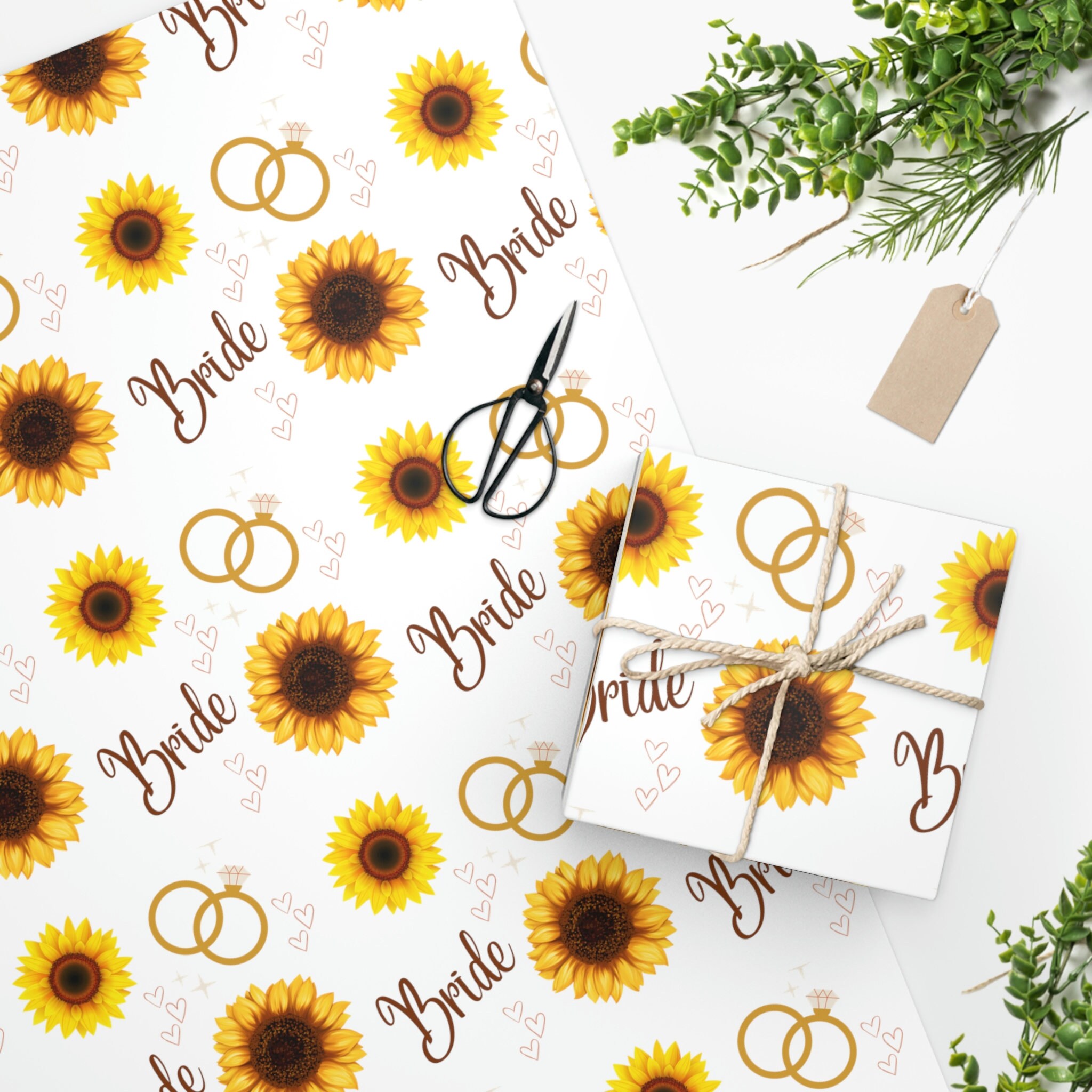 Sunflower Gift Wrap Bridal Shower Wrapping Paper Etsy