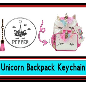 Unicorn Kids Back Pack Bag Tag Key Chain