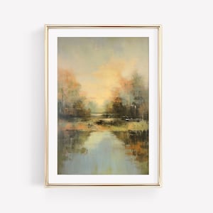 Vintage Impressionist Fall Landscape, Printable Wall Art, Digital Print