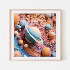 Colorful Planets, Solar System, Printable Art, Digital Print