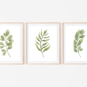 Set of 3 Leaves Wall Art, INSTANT DOWNLOAD, Digital Print, Printable Wall Art