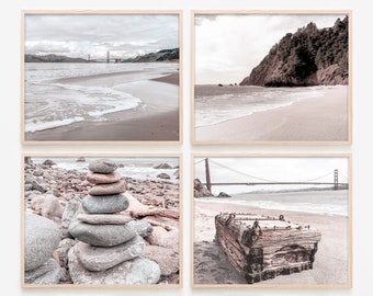 San Francisco Wall Art, Golden Gate Bridge Art, Rock Wall Art, Beach Wall Art