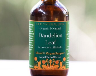 Dandelion Leaf Tincture, Kid friendly, Organic & Gluten free, Double Extracted, Wild Natural Living