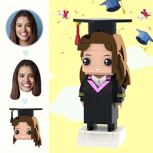 Graduation Brick Figure, Custom Minifigures for Graduates, Unique Personalized Gift, Fun Keepsake Toy, Head Brick Figure, Graduation Gift