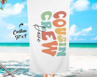Personalized Cousin Crew Beach Towel: Custom Flannel Family Reunion Gift