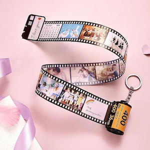 Personalized Camera Roll Keychain, Custom Photo Film Keyring Gift for Lovers, Family, Birthday, Anniversary, Memory Keepsake, Gift