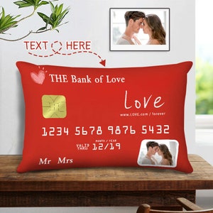 Benutzerdefinierte Foto Datum Karte Design Kissen - personalisiertes Eid Buch - rechteckiges Kissen Hochzeitsgeschenk für Paar - Valentinstag Geschenk - Wohnkultur