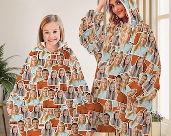 Manta con capucha y foto personalizada: Manta de franela personalizada para usar