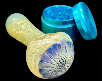 Unique Glass Pipes and Herb Grinder Combo Set
