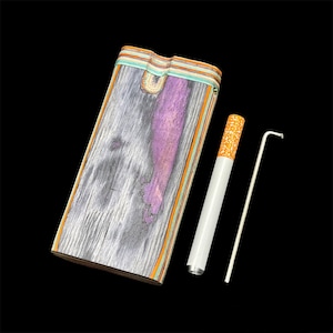 Dugout with One Hitter Pipe and Cleaning Tool , Rainbow Wooden Dugout and Pipe