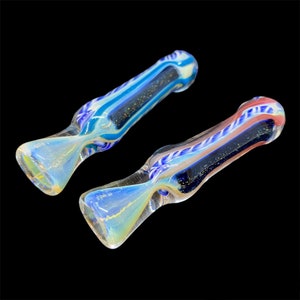 2 Pieces Set One Hitter Glass Pipes , Chillum Glass Pipe Color Changing