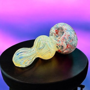 Fumed Blue and White Glass Pipes, Unique Collectible Glass Pipe
