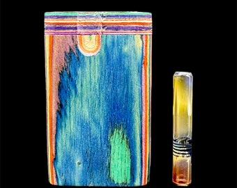 Dugout One Hitter Box, tęczowy drewniany dugout ze złotym szkłem ognistym One Hitter