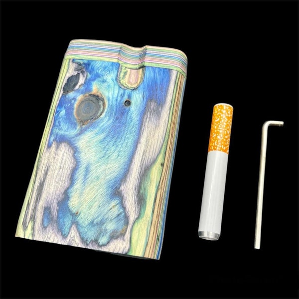 Dugout One Hitter Set, Rainbow Wooden Dugout with One Hitter Pipe and Cleaning Tool