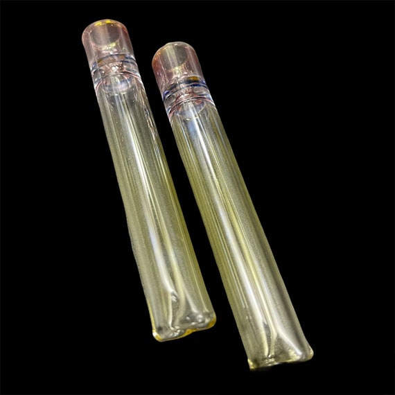 thumbnail image 2 of 2 Pack: Golden Glass Tobacco Pipes – Glass One Hitter Chillums For Dugout – USA Made 2 of 4