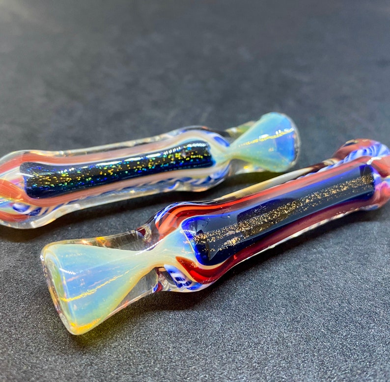 2 PCs Set . One hitter chillum glass pipe Color Changing Etsy