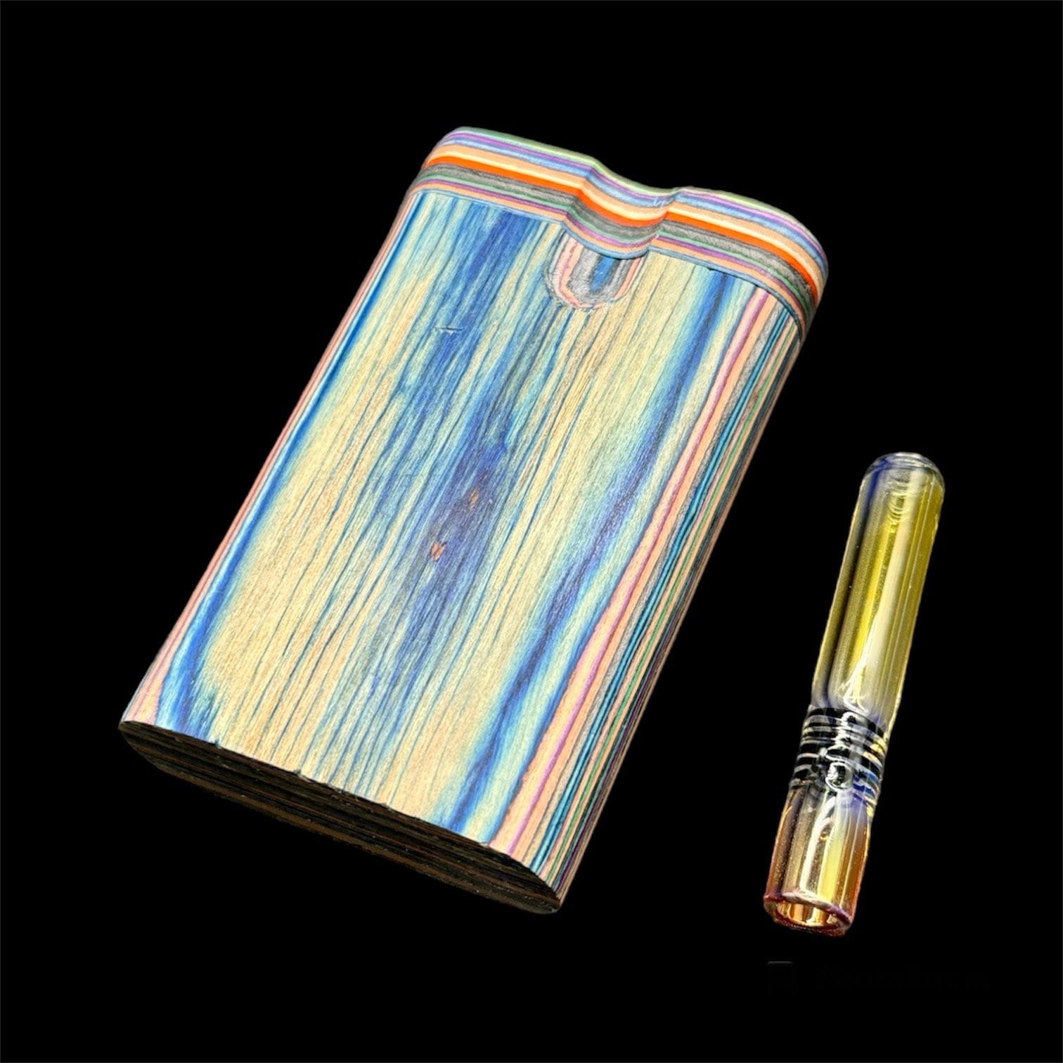 Dugout One Hitter Box, Rainbow Color Wooden Dugout With Golden Fumed ...