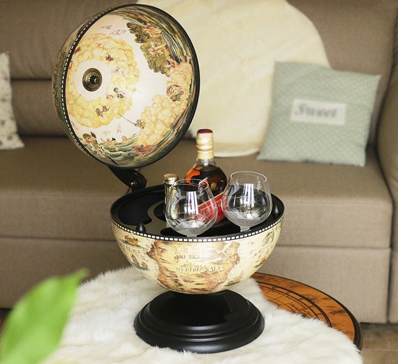 Desk Bar Globe Mini Bar Globus Table Drink Bar Wooden Mini Bar Etsy