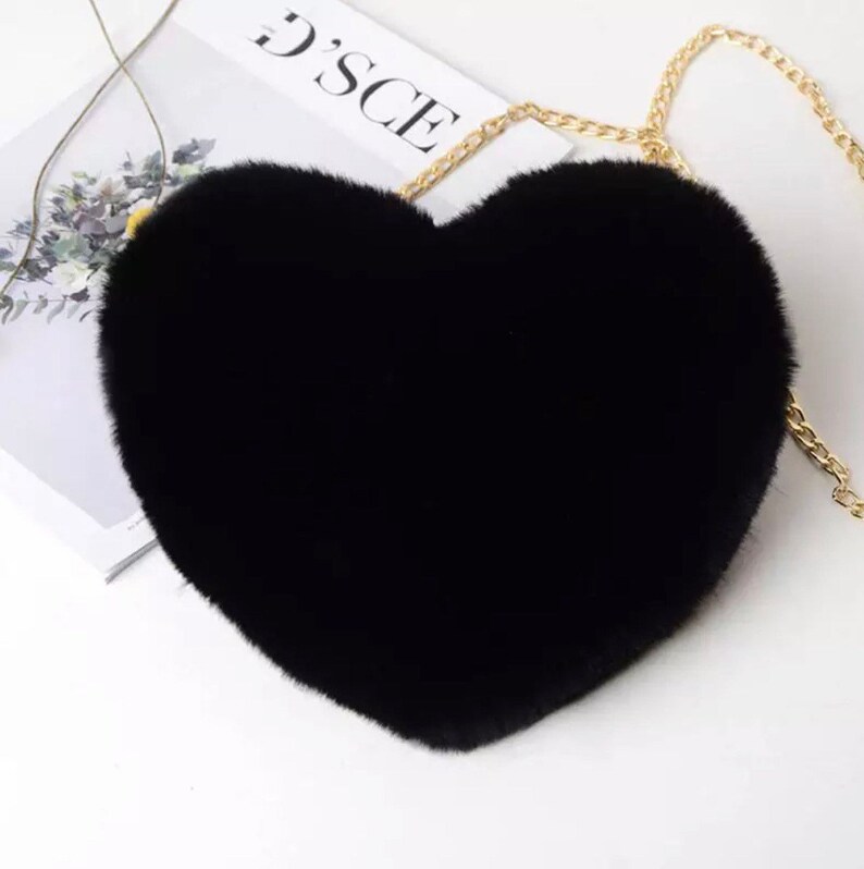 Small Heart Shaped Faux Fur Crossbody Purse Etsy