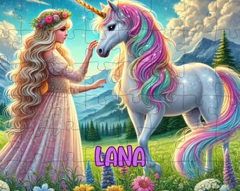 Personalized Princess Unicorn Puzzle: Choose Your Princess, Birthday, Holiday Gift for Girls, Unicorn Lovers Gift, Party Favor, Learning Toy