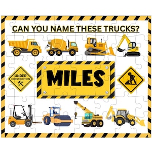 Personalized Construction Truck Puzzle: Birthday Party Favor