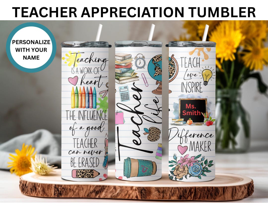 Personalized Teacher Tumbler: Custom Back to School Gift, End of Year ...