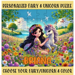 Personalized Fairy and Unicorn Puzzle: Custom Kids Gift