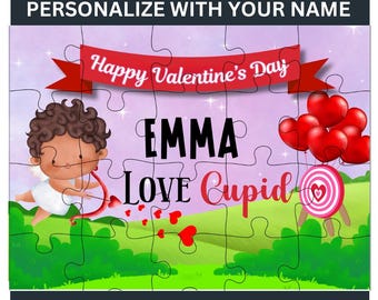Personalized Valentine Cupid Puzzle, Choose Your Cupid, For Boys & Girls, Valentine Gift for Kids,  Valentine Personal Message Puzzle