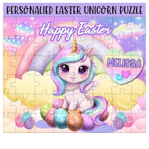 Personalized Unicorn Easter Puzzle: Keepsake Learning Toy