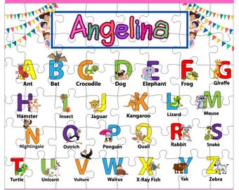 Personalized Alphabet Kids Puzzle: Custom Learning Toy, Educational Activity, Educational Gift for Kids, Alphabet Picture Puzzle
