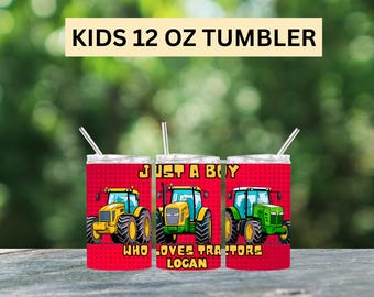 Personalized 12oz Tractor Unicorn for Kids: Tumbler for Boys, Birthday Gift, Tractor Travel Cup, Kids Water Bottle, Tumbler Gift