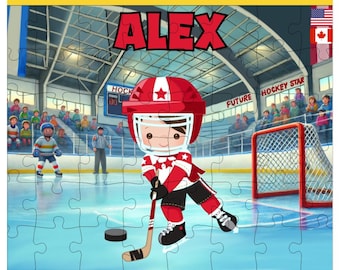 Casse-tête de hockey personnalisé pour garçons : choisissez votre joueur de hockey, cadeau pour les amateurs de hockey, cadeau d'anniversaire, casse-tête de sport pour garçons, jouet d'apprentissage