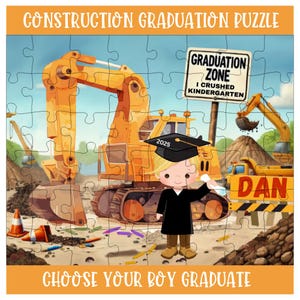 Gepersonaliseerde bouwafstudeerpuzzel: kies je bouwafgestudeerde, afstudeercadeau, kleuterschool, kleuterschool, vroege leerjaren