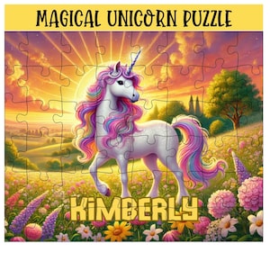 Personalized Unicorn Puzzle: Whimsical Glitter Fantasy Gift