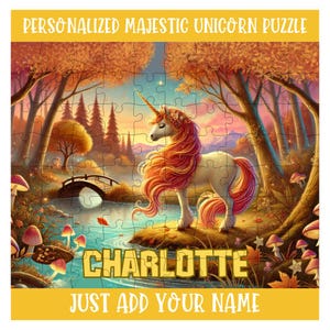 Personalized Unicorn Puzzle: Whimsical Forest Scene, Birthday Gift