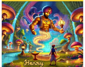 Personalized Magic Genie Puzzle for Kids: Choose Girl or Boy, Magical Adventure Puzzle, Magic Lamp, Stocking Stuffer, Birthday, Holiday Gift