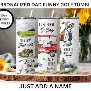 Personalized Men Funny Golfing Tumbler, Gift for Golf Lover, Men&#39;s Golf Cup, 20 oz Skinny Tumbler, Birthday Gift, Father&#39;s Day Tumbler