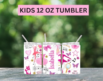 Personalized Ballet Lover Tumbler: Choose Your Font & Color, 12oz Stainless Steel Travel Cup, Birthday, Holiday Gift, Ballerina Lovers Gift