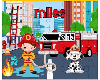Rompecabezas de bombero personalizado: elige a tu bombero, regalo personalizado para niño o niña, recuerdo de fiesta de bombero, regalo de cumpleaños, juguete educativo