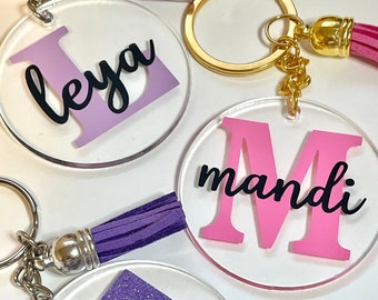 Personalized Keychain, Name Keychain, Acrylic Keychain, Initial Keychain,