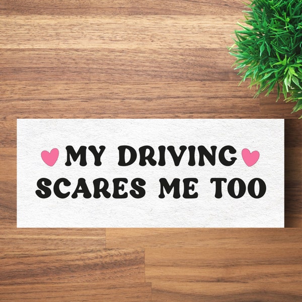 My Driving Scares Me Too Bumper Sticker, Funny Bumper Sticker, Gen Z Bumper Sticker, Car Vinyl Decal, Laptop Sticker