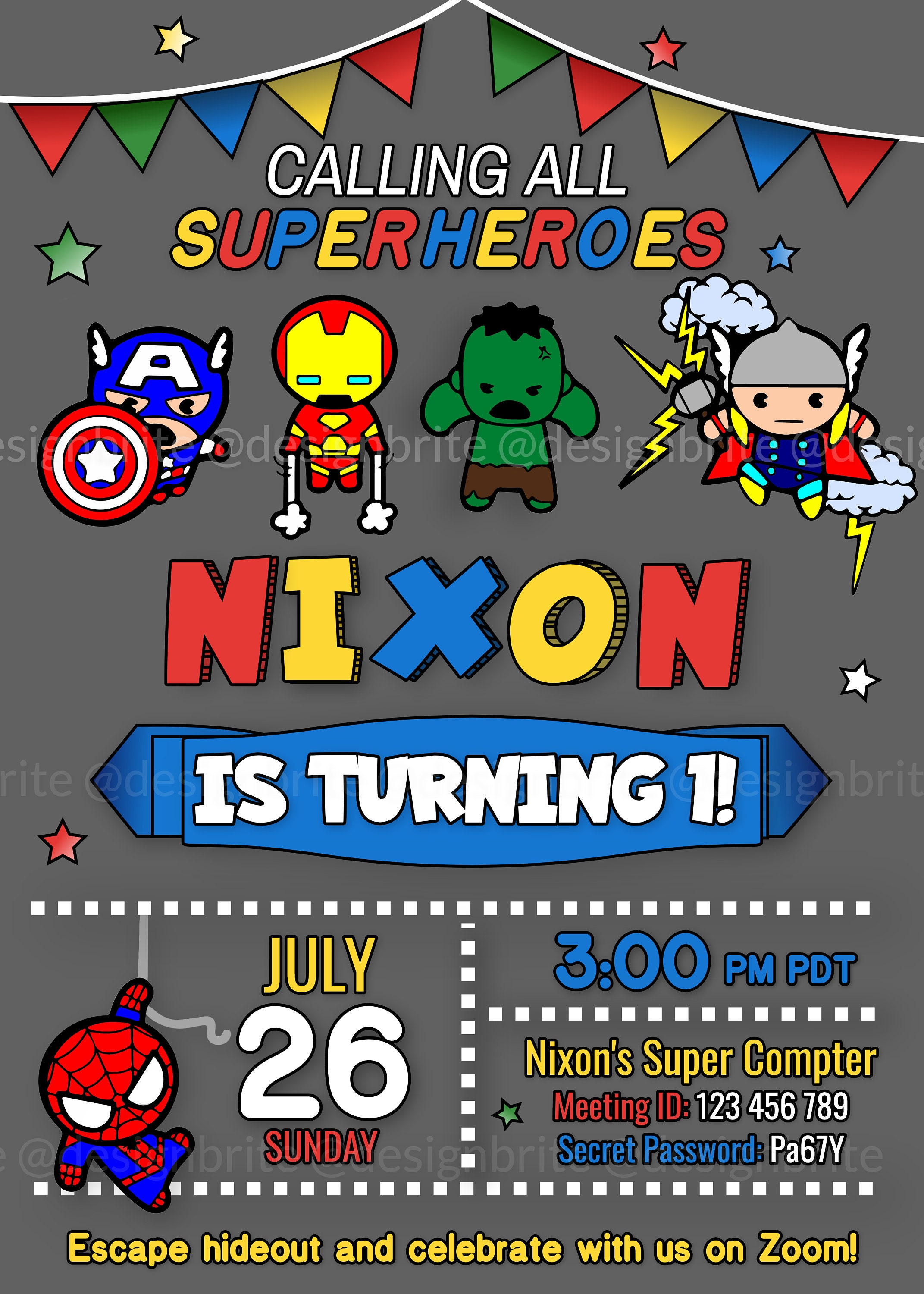 Marvel Birthday Invitation Marvel Invite Superhero Etsy