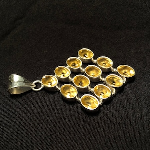 12 CITRINES and 925 SILVER, Pendant for Necklace, Cut Stones. 12 Citrine and Sterling Silver pendant, For necklace.