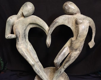 BRONZE SCULPTURE Dancing Lovers. MASSIVE and unique work, large in size. Bronze Lovers dancers heart, unique bronze sculpture.