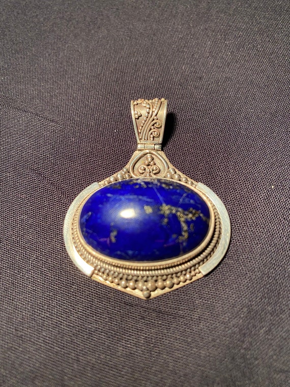 LAPIS LAZULI and Silver 925 PENDANT Unique, Chic and Solid 